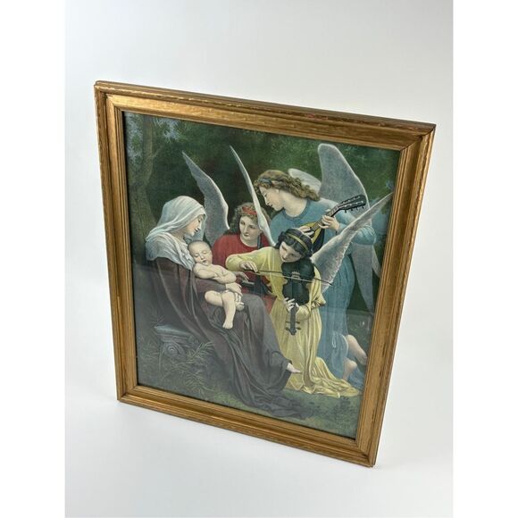 Song of The Angels William Adolphe Bouguereau 18.5x22.5" Framed Print The Virgin - Picture 2 of 7